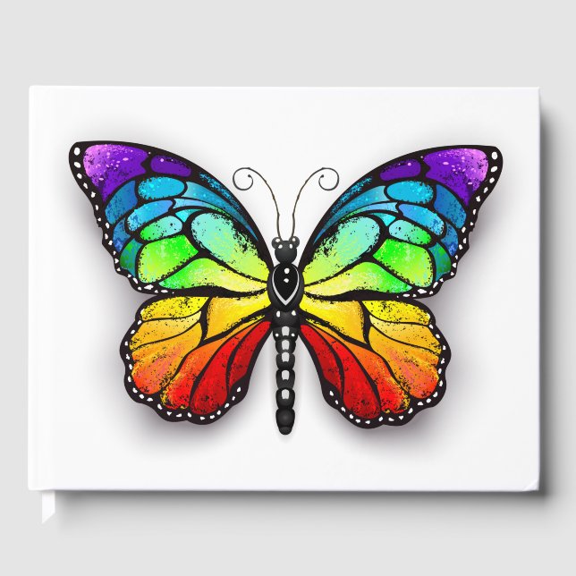 Rainbow butterfly Monarch Guest Book (Front)
