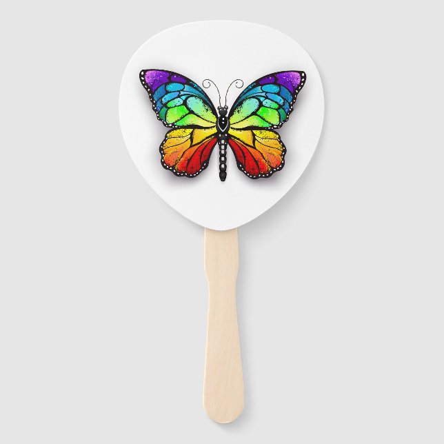 Rainbow butterfly Monarch Hand Fan (Front)