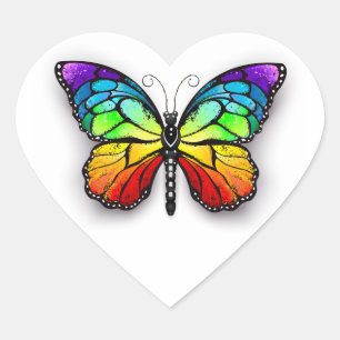 Rainbow butterfly Monarch Heart Sticker