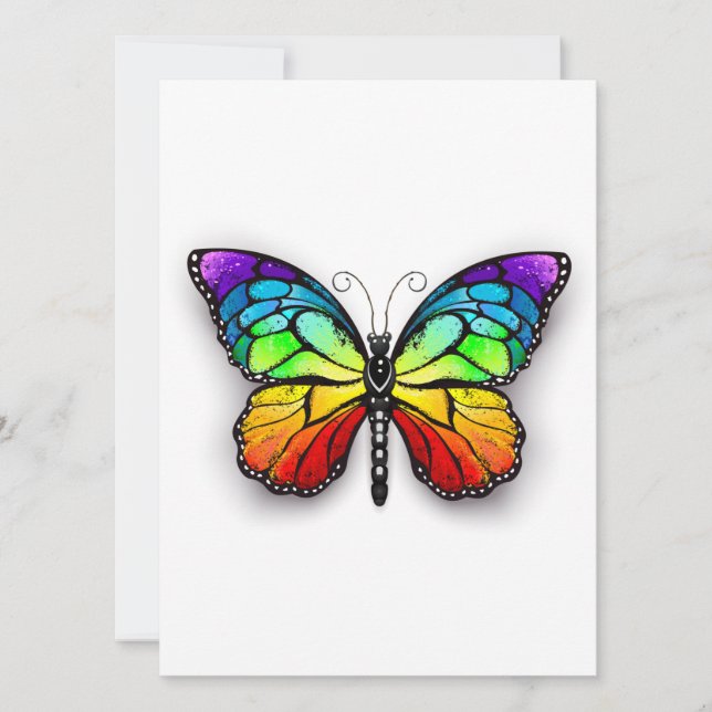 Rainbow butterfly Monarch Holiday Card (Front)