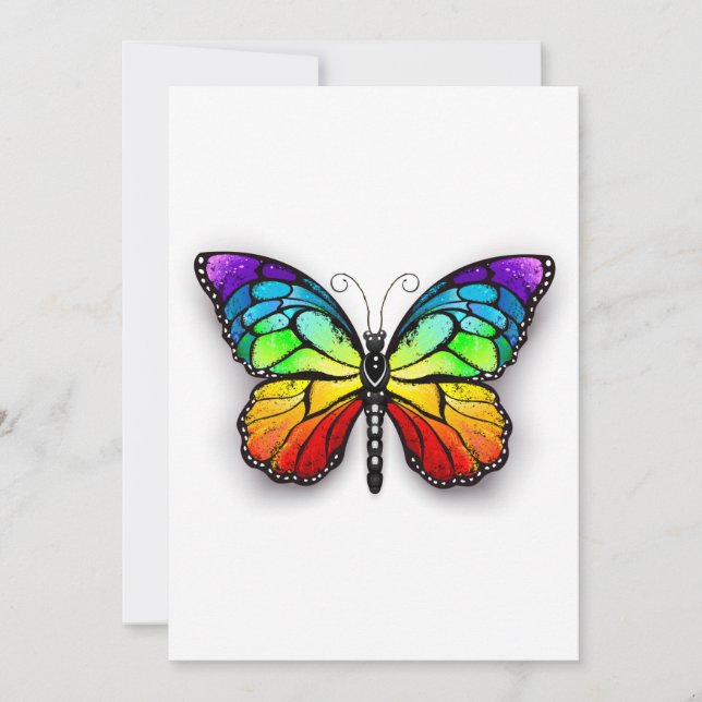 Rainbow butterfly Monarch Holiday Card (Front)