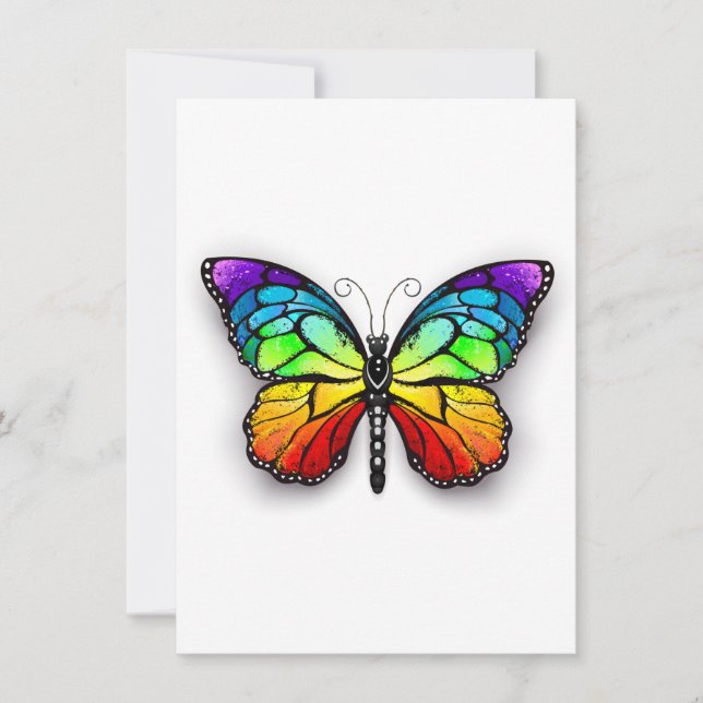 Rainbow butterfly Monarch Invitation (Front)