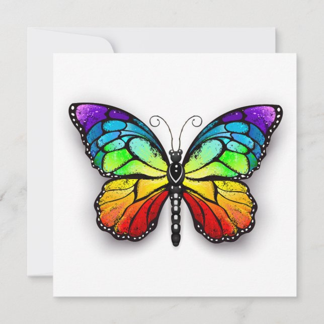 Rainbow butterfly Monarch Invitation (Back)