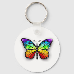 Rainbow butterfly Monarch Key Ring