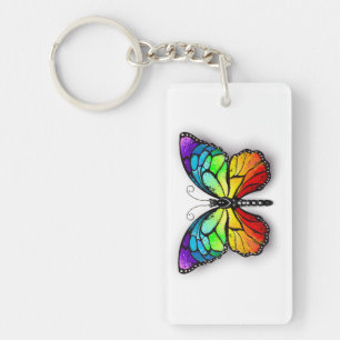 Rainbow butterfly Monarch Key Ring