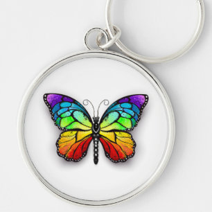 Rainbow butterfly Monarch Key Ring