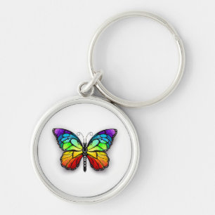 Rainbow butterfly Monarch Key Ring
