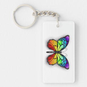 Rainbow butterfly Monarch Key Ring