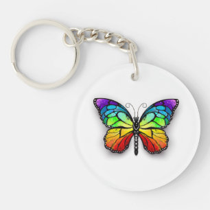 Rainbow butterfly Monarch Key Ring
