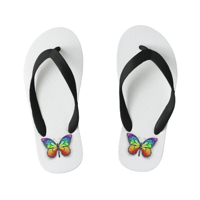 Rainbow butterfly Monarch Kid's Flip Flops (Footbed)