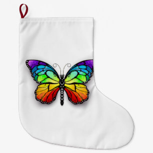 Rainbow butterfly Monarch Large Christmas Stocking