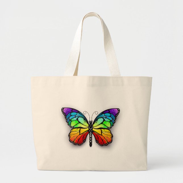 Rainbow butterfly Monarch Large Tote Bag (Front)