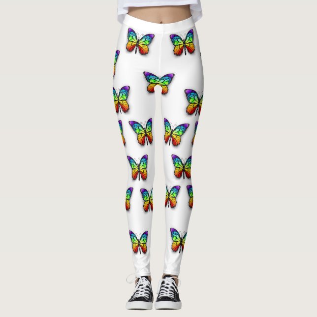 Rainbow butterfly Monarch Leggings (Front)