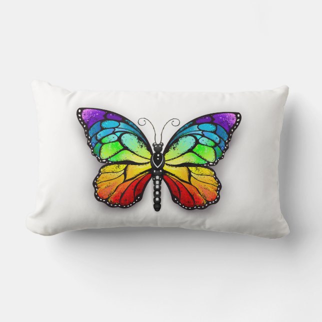 Rainbow butterfly Monarch Lumbar Cushion (Front)
