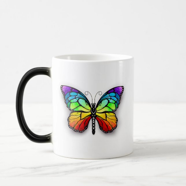 Rainbow butterfly Monarch Magic Mug (Left)