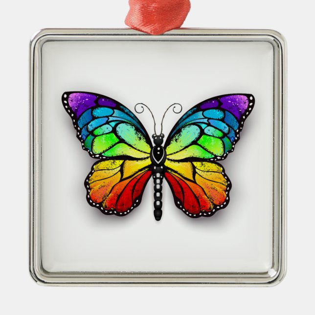 Rainbow butterfly Monarch Metal Tree Decoration (Front)