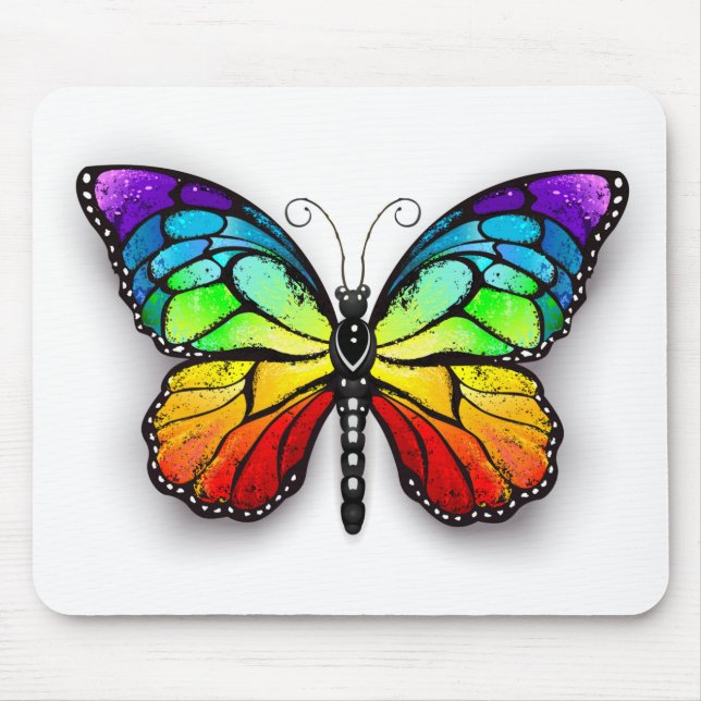 Rainbow butterfly Monarch Mouse Mat (Front)