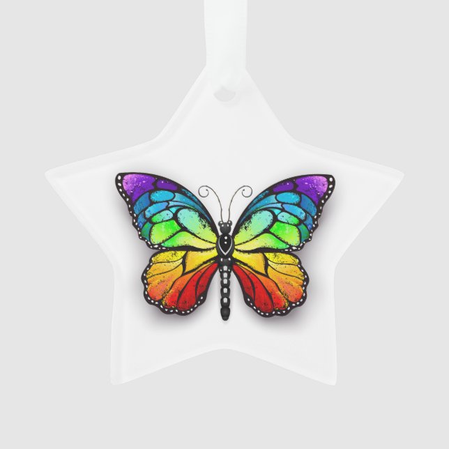 Rainbow butterfly Monarch Ornament (Front)