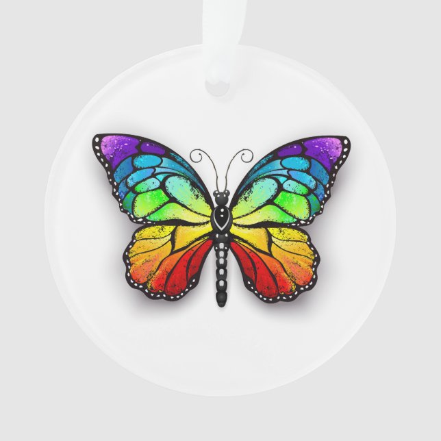 Rainbow butterfly Monarch Ornament (Front)
