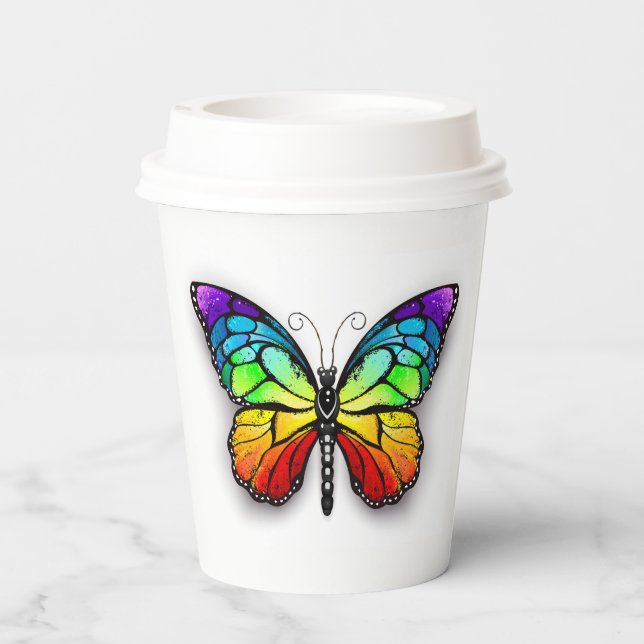 Rainbow butterfly Monarch Paper Cups (Back)
