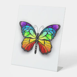 Rainbow butterfly Monarch Pedestal Sign