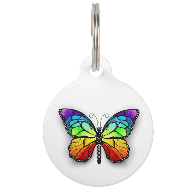 Rainbow butterfly Monarch Pet Tag (Front)
