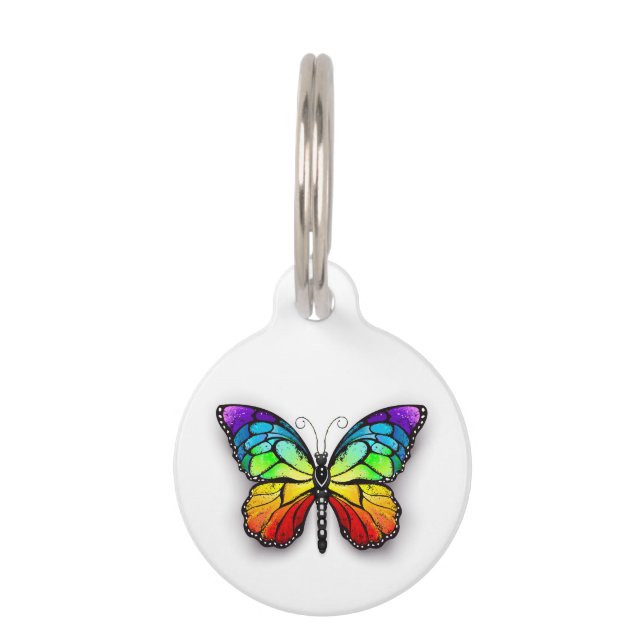 Rainbow butterfly Monarch Pet Tag (Front)