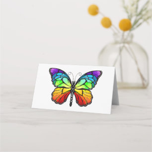 Rainbow butterfly Monarch Place Card