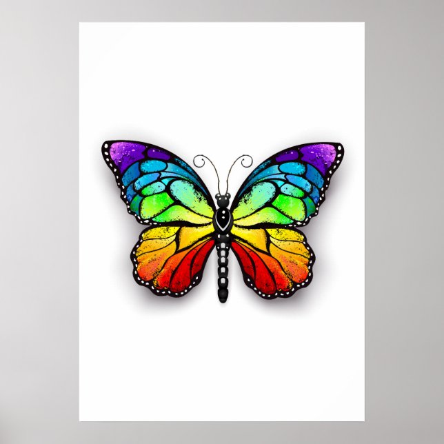 Rainbow butterfly Monarch Poster (Front)
