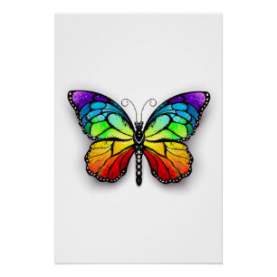 Rainbow butterfly Monarch Poster