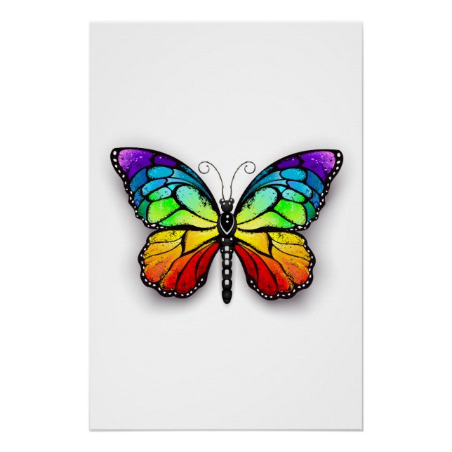 Rainbow butterfly Monarch Poster (Front)