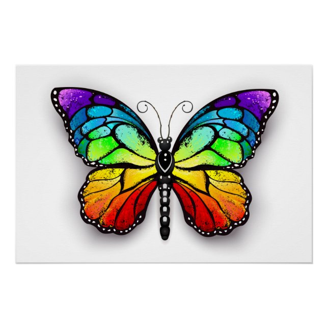 Rainbow butterfly Monarch Poster (Front)