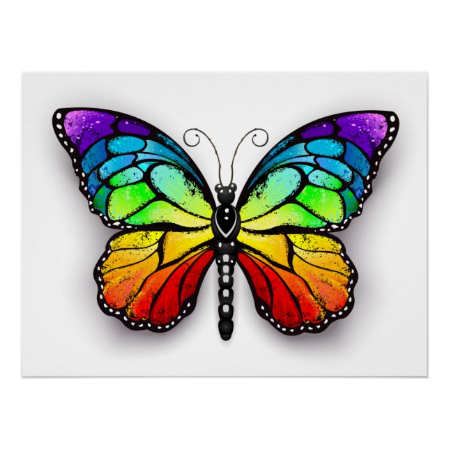 Rainbow butterfly Monarch Poster (Front)