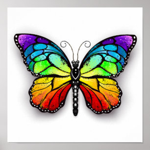 Rainbow butterfly Monarch Poster