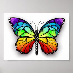 Rainbow butterfly Monarch Poster