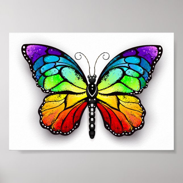 Rainbow butterfly Monarch Poster (Front)