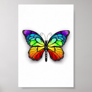 Rainbow butterfly Monarch Poster