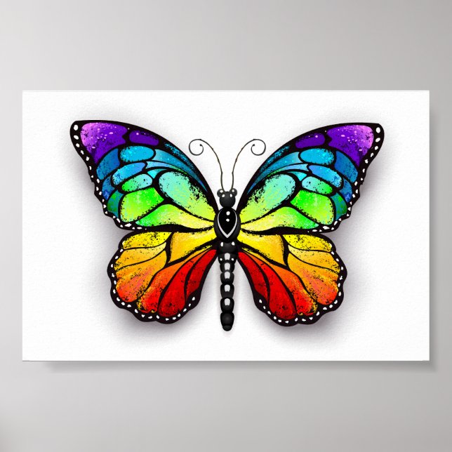 Rainbow butterfly Monarch Poster (Front)