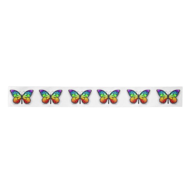 Rainbow butterfly Monarch Satin Ribbon (Front)