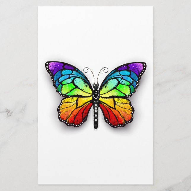 Rainbow butterfly Monarch Stationery (Front)