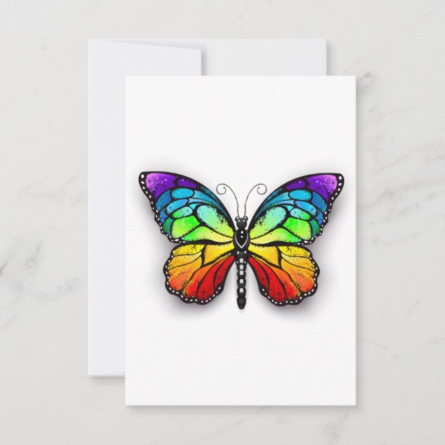 Rainbow butterfly Monarch Thank You Card (Front)