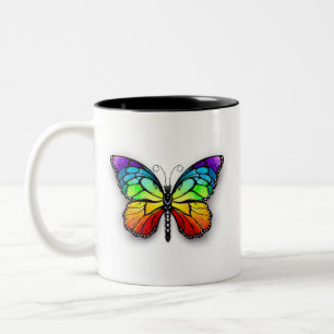 Rainbow butterfly Monarch Two-Tone Coffee Mug