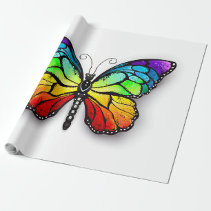 Rainbow butterfly Monarch Wrapping Paper