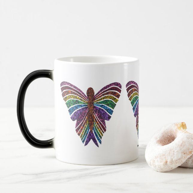 Rainbow Butterfly - Morphing Mug (11oz) (With Donut)