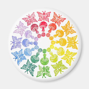 Rainbow Butterfly Mushroom Magnet
