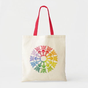 Rainbow Butterfly Mushroom Tote Bag