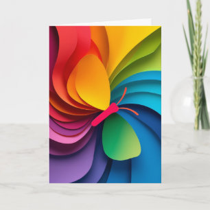 Rainbow Butterfly Paper Collage Card