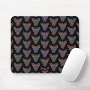 Rainbow Butterfly (pattern black) - Mouse Pad