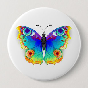 Rainbow Butterfly Peacock Eye 10 Cm Round Badge