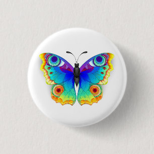Rainbow Butterfly Peacock Eye 3 Cm Round Badge